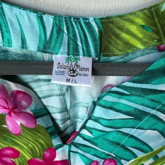Island Planet Tropical Print Shift Dress Cover Up M/L - Picture 4 of 7